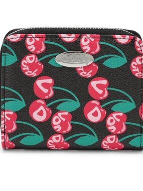 NWT Von Dutch Cherry Print Zip-Up Wallet in Black